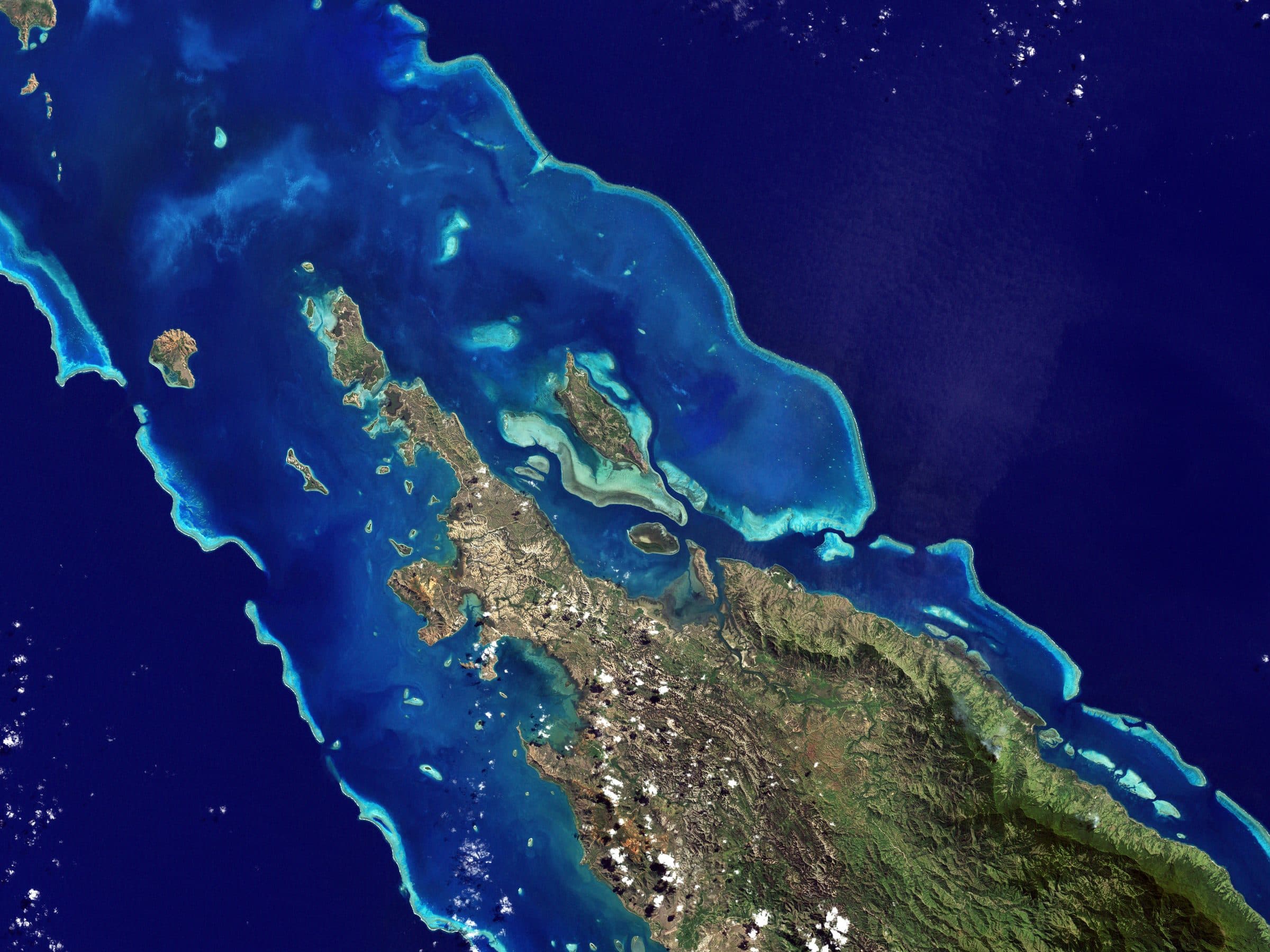 Satellite view of coastal waters and ocean colour