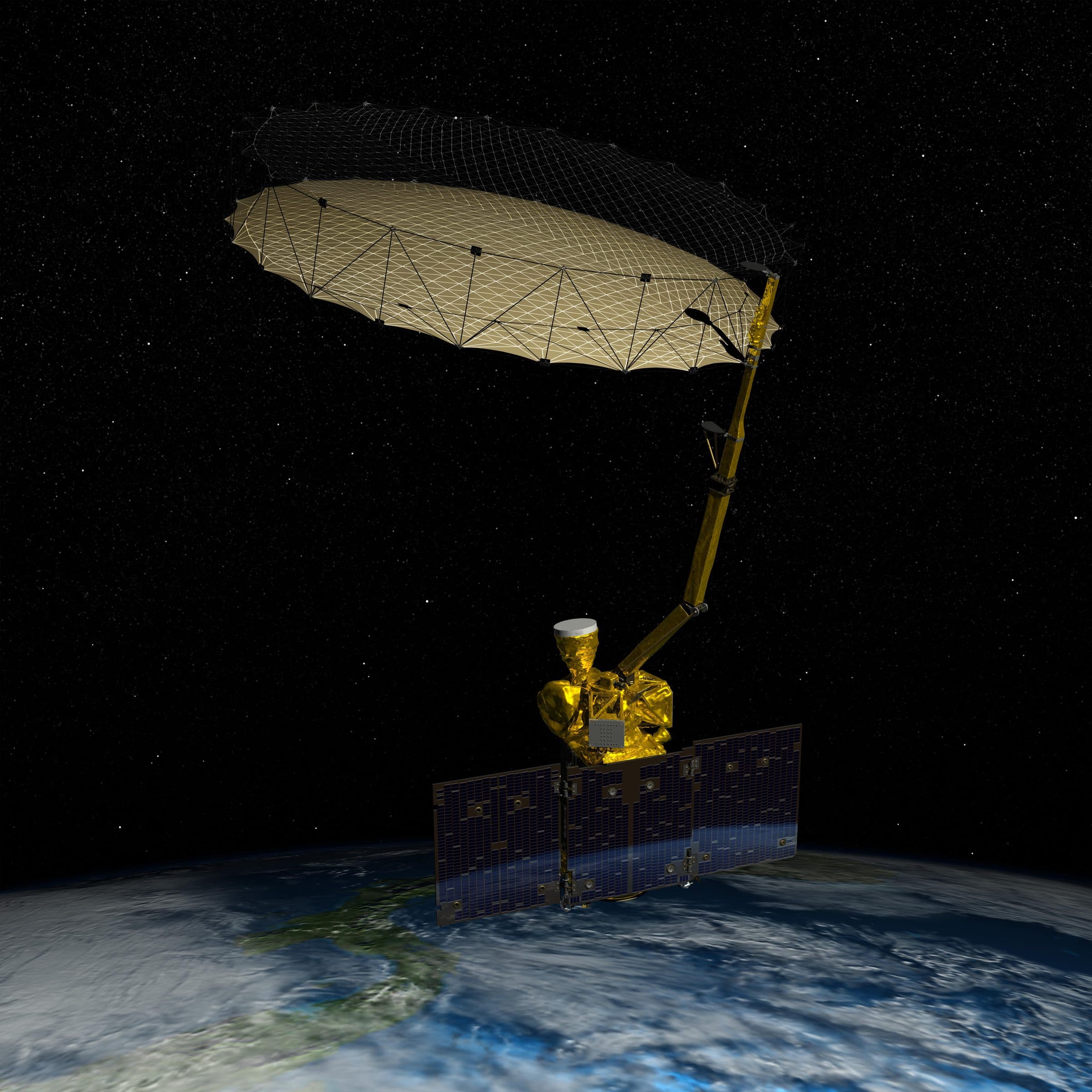 Artist's concept of the SMAP satellite above Earth