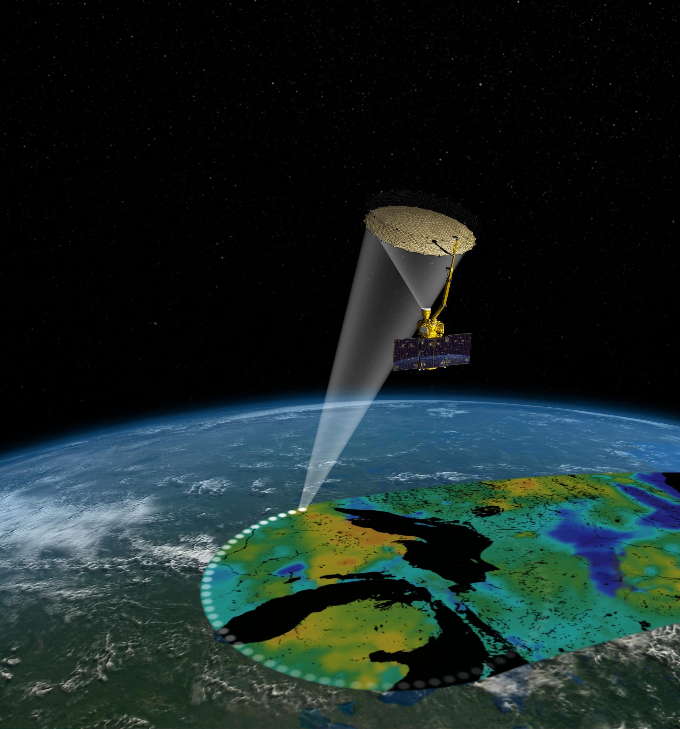 Earth observation satellite in orbit